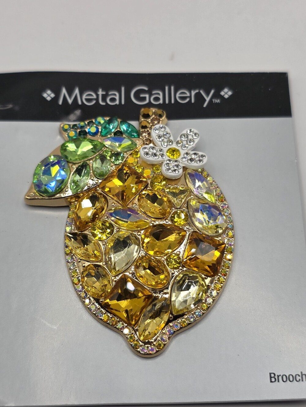 Lemon Jeweled Brooch